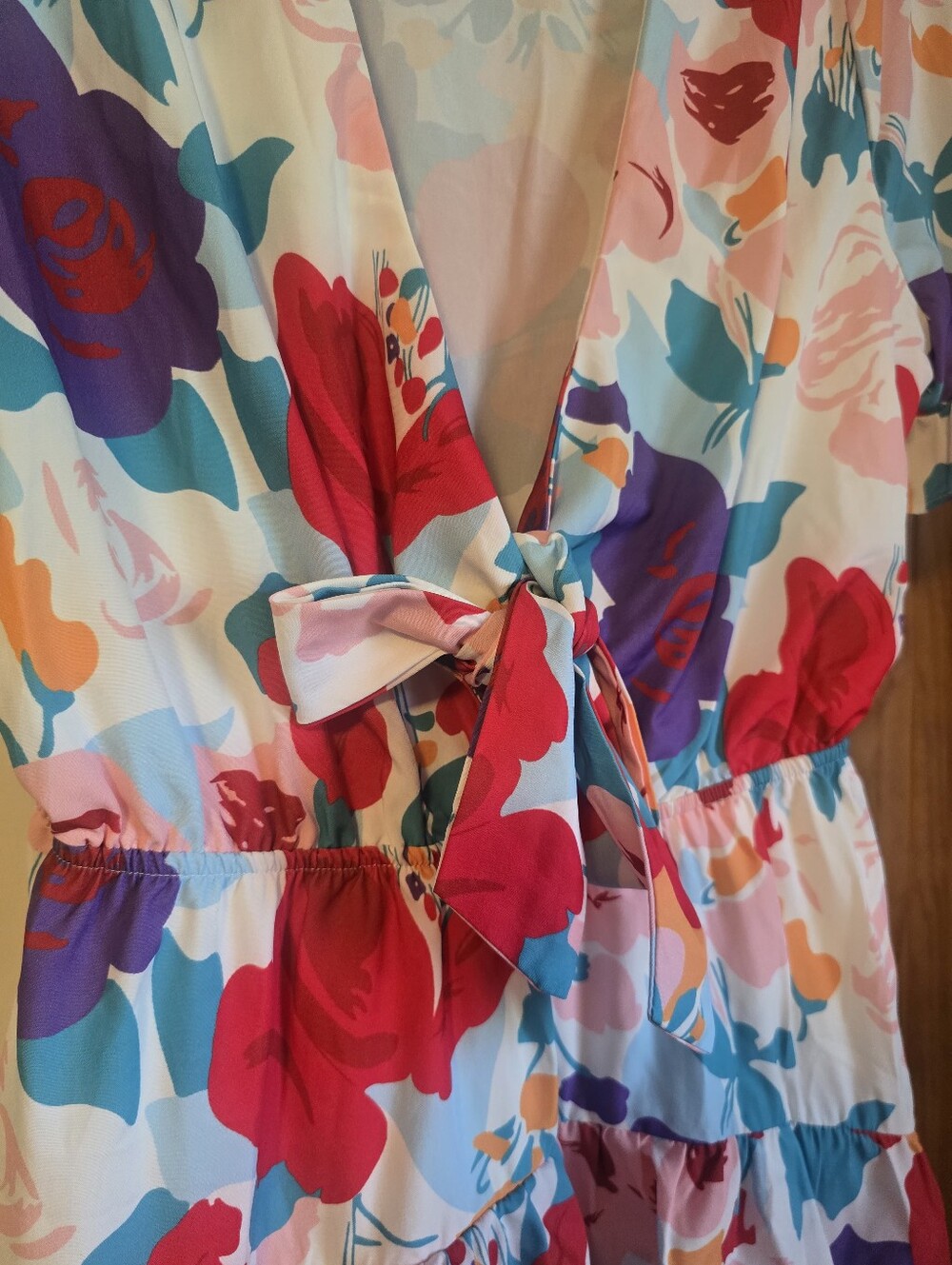 Hello Molly Multi-Color Floral Tie-Front Ruffle Mini Dress - Picture 4 of 16